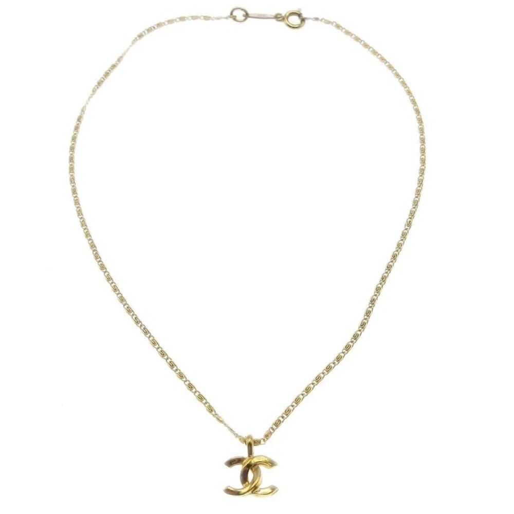 Chanel Cc Pendant Metal Gold Gold_Plated Necklace Jewelry